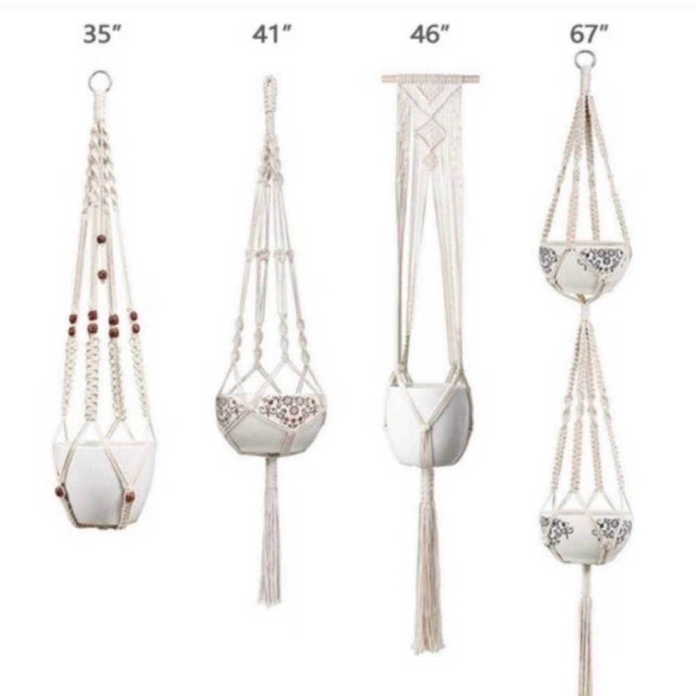 Set of 4 Macrame Plant Hangers - Picture 4 of 4
